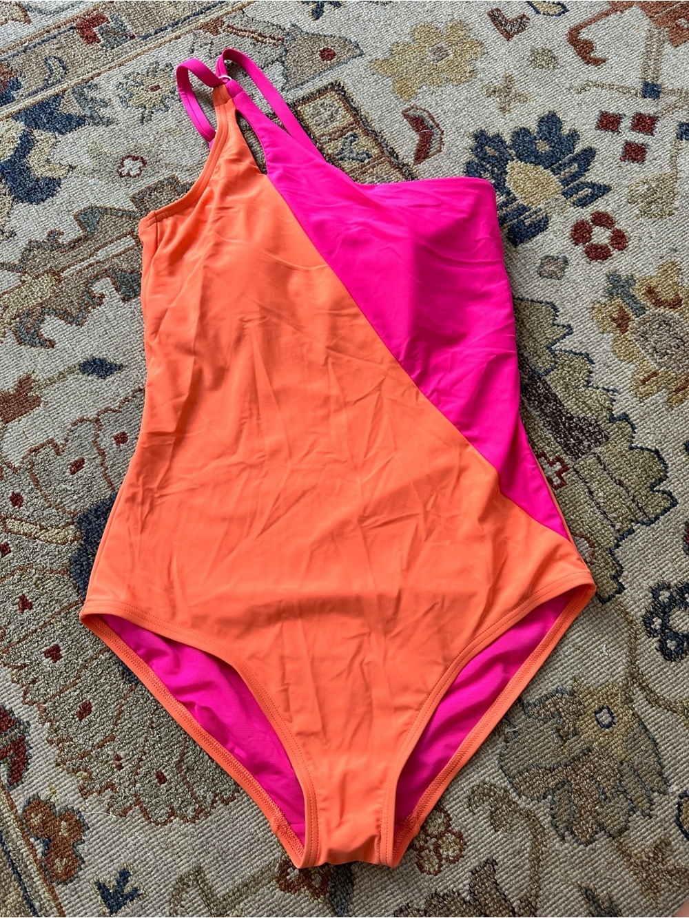 NWT Lands End Pink and Orange One Piece Swimsuit Sz M (10-12) - Picture 2 of 8